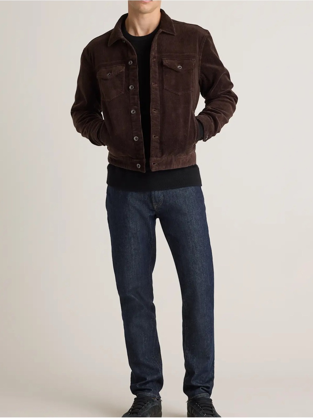 NWT XL Men Quince Organic Stretch Dark Brown Esspresso Corduroy Trucker Jacket